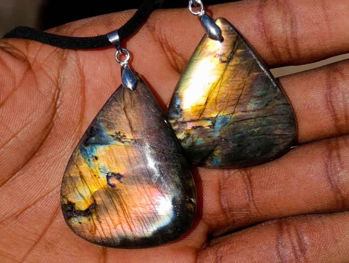 Hand Made Labradorite Necklaces x 12 From Madagascar - Toprock Gemstones and Minerals 