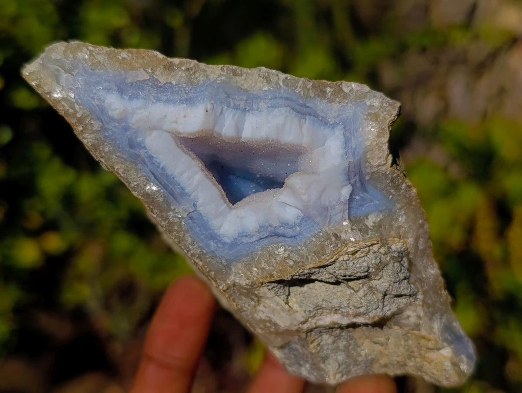 Natural Blue Lace Agate Geodes with Dog Tooth Calcite x 12 From Nsanje, Malawi - Toprock Gemstones and Minerals 