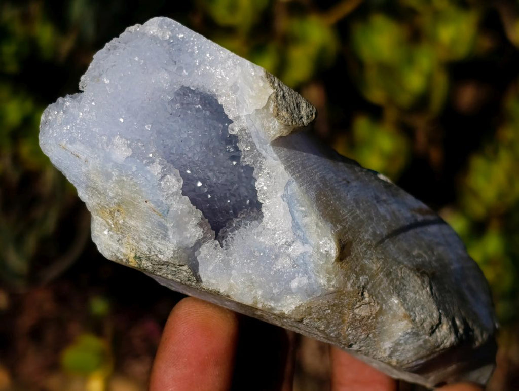 Natural Blue Lace Agate Geodes with Dog Tooth Calcite x 12 From Nsanje, Malawi - Toprock Gemstones and Minerals 