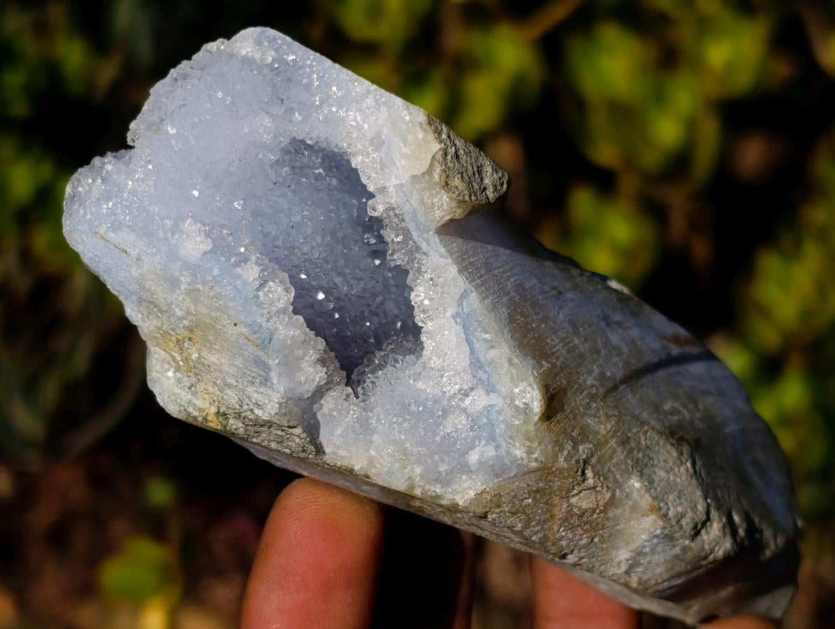 Natural Blue Lace Agate Geodes with Dog Tooth Calcite x 12 From Nsanje, Malawi - Toprock Gemstones and Minerals 