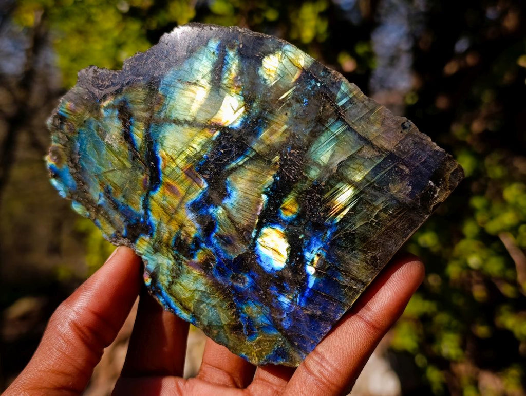 Polished One Side Labradorite Specimens x 3 From Madagascar - Toprock Gemstones and Minerals 