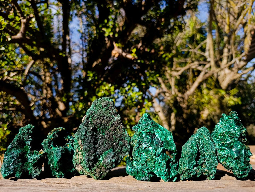 Natural Silky Malachite Specimens x 6 From Kasompe, Congo - Toprock Gemstones and Minerals 
