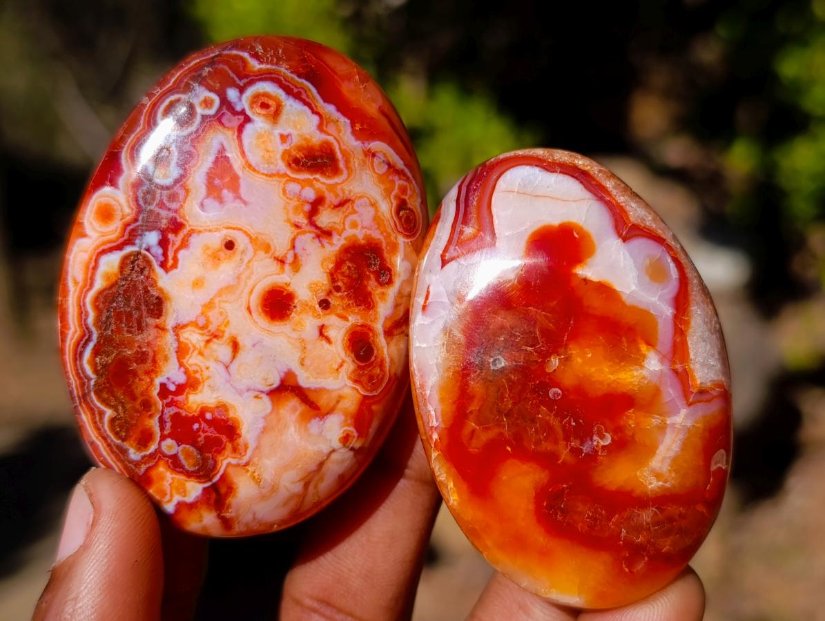Polished and Natural Carnelian Agate Gemstone Galets x 24 From Madagascar - Toprock Gemstones and Minerals 