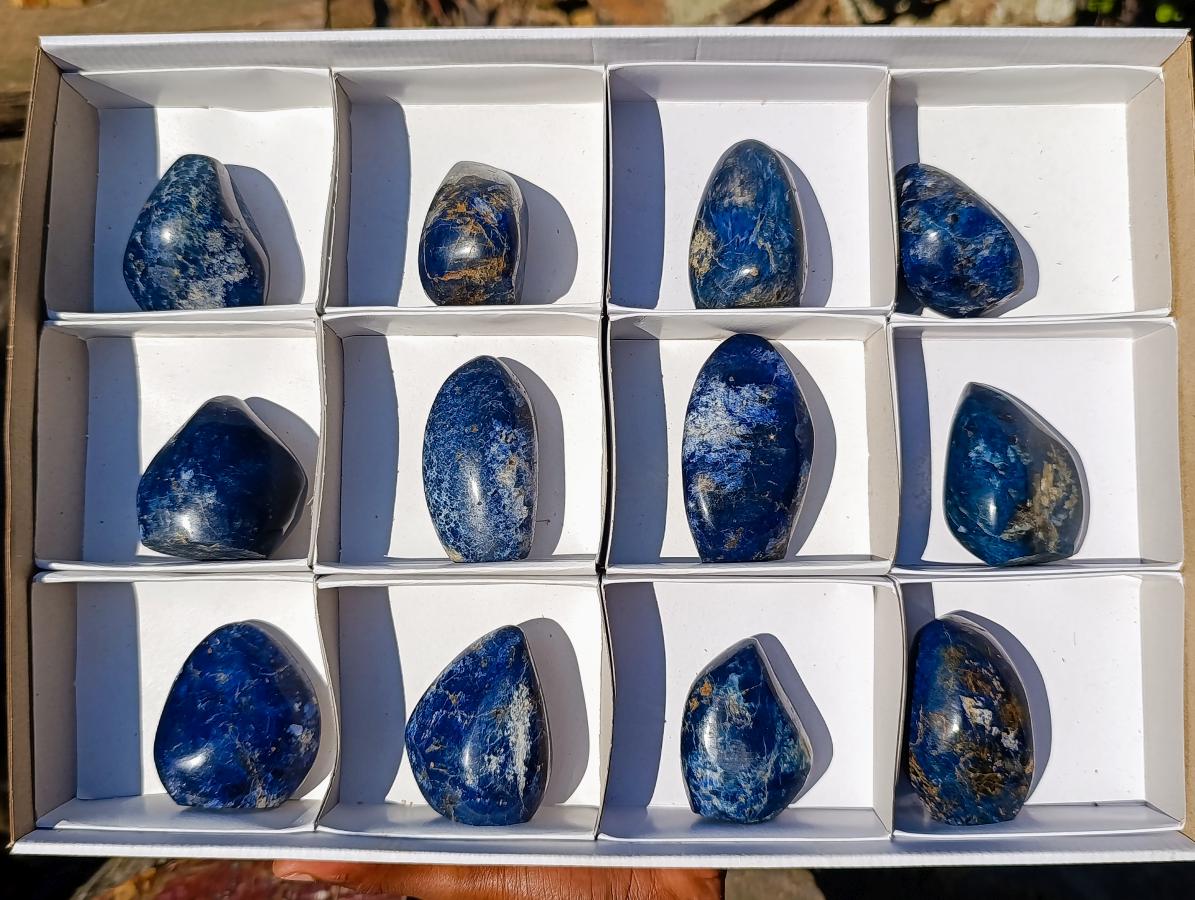 Polished Dumortierite Standing Display Pieces x 12 From Madagascar - Toprock Gemstones and Minerals 