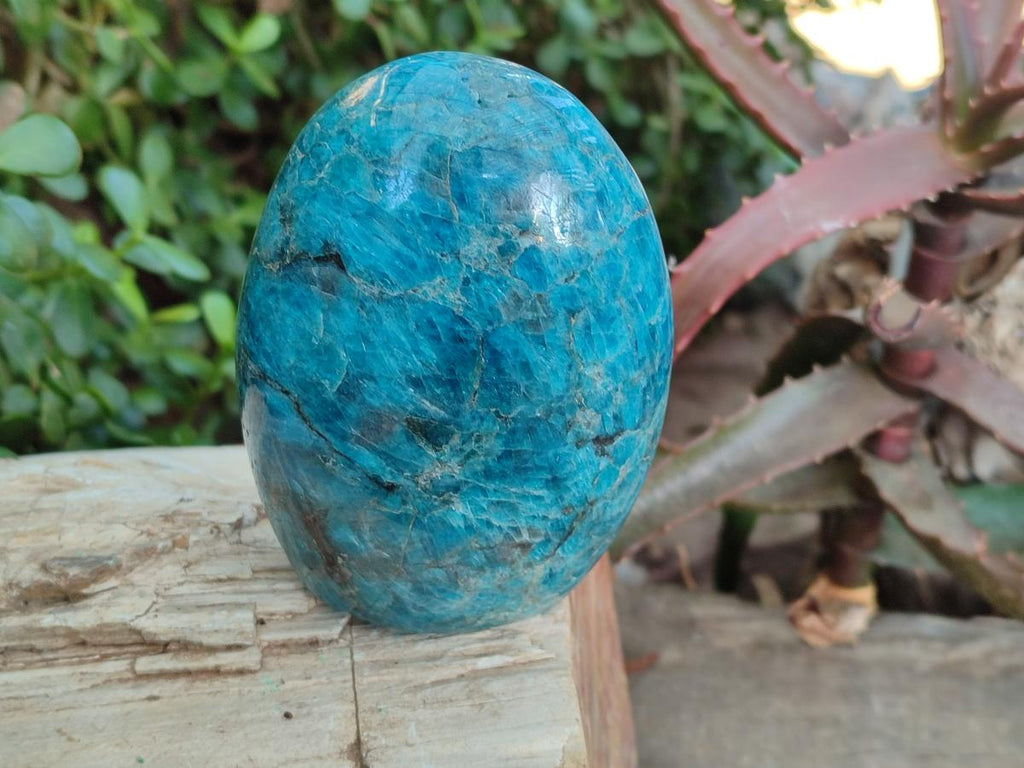 Polished Blue Apatite Standing Display Pieces x 3 From Betroka, Madagascar