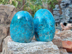 Polished Blue Apatite Standing Display Pieces x 3 From Betroka, Madagascar