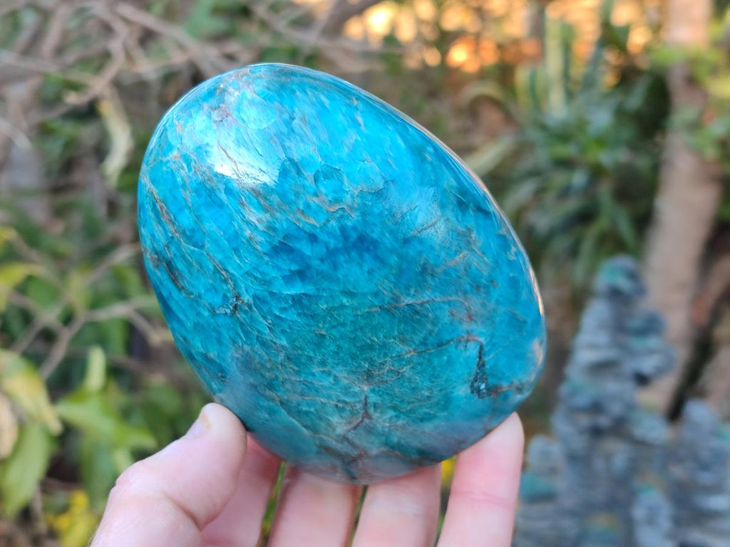 Polished Blue Apatite Standing Display Pieces x 3 From Betroka, Madagascar
