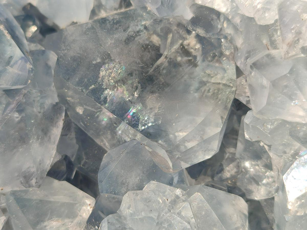 Polished and Natural Blue Celestite Hearts x 2 From Sakoany, Madagascar