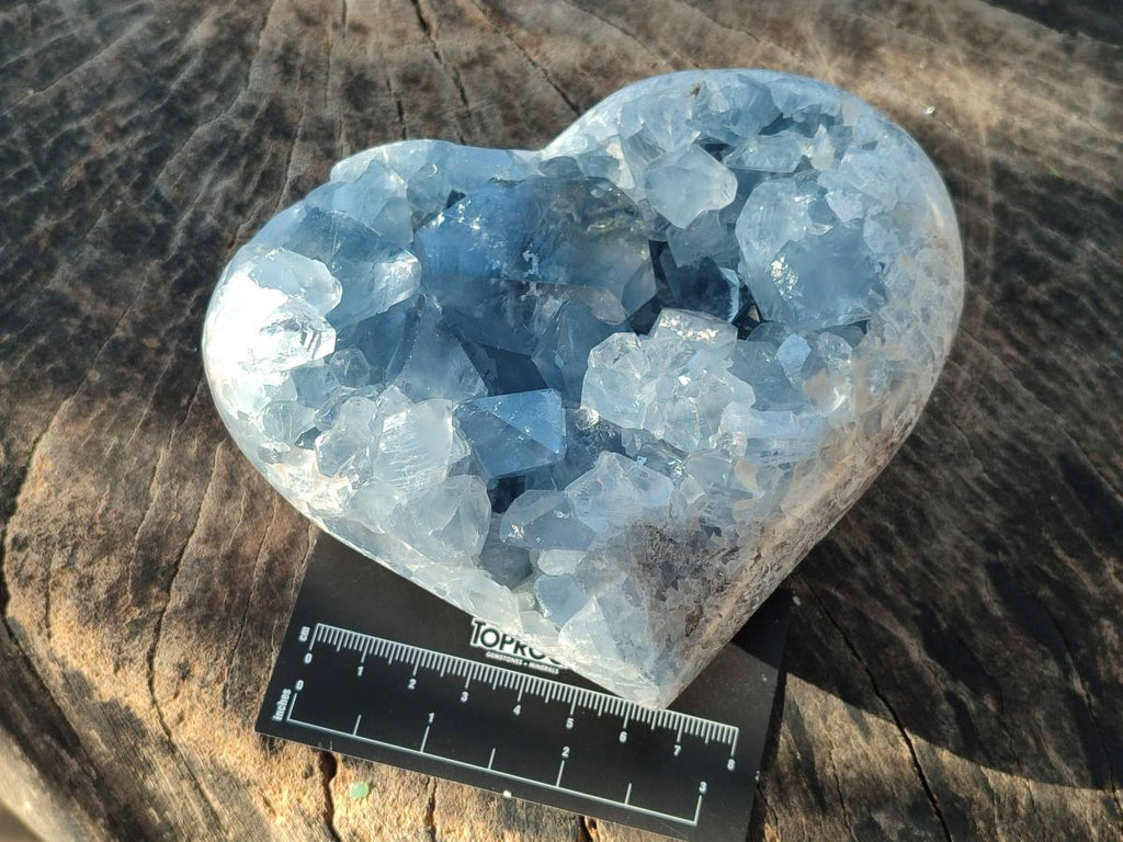 Polished and Natural Blue Celestite Hearts x 2 From Sakoany, Madagascar