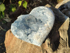 Polished and Natural Blue Celestite Hearts x 2 From Sakoany, Madagascar