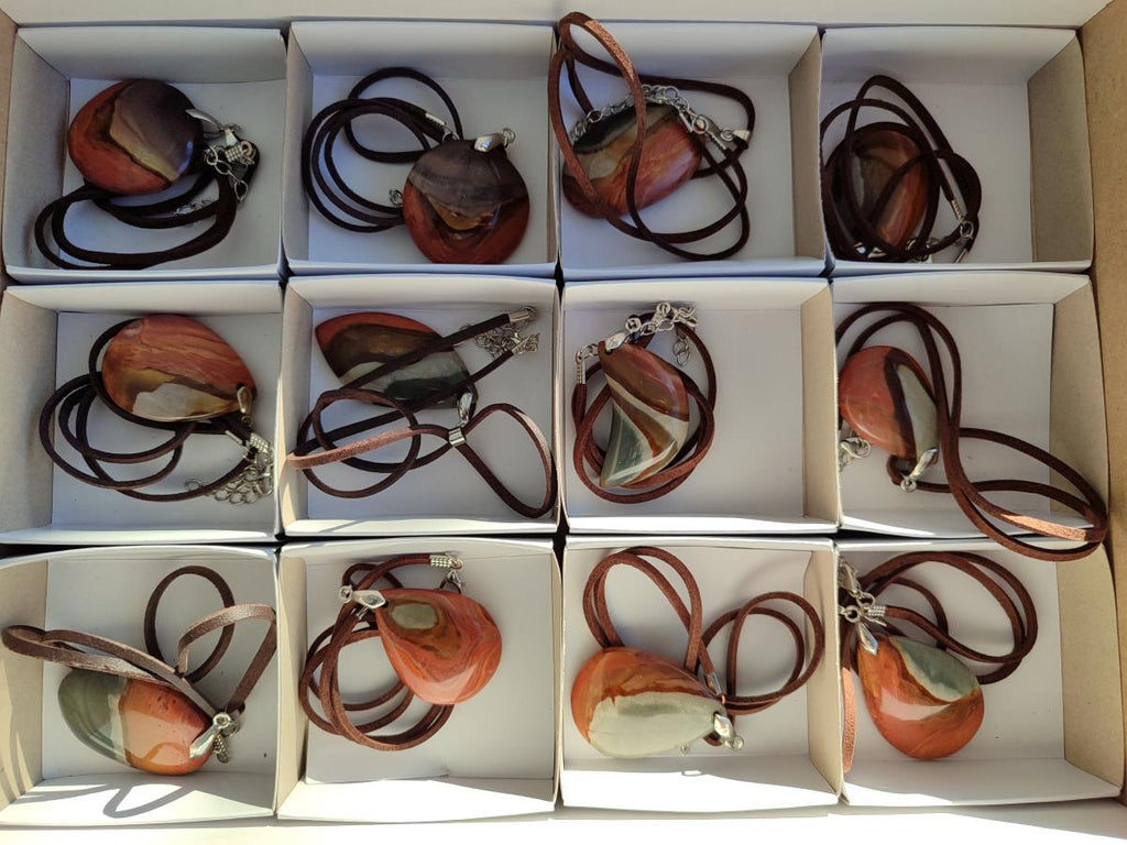 Hand Made Polychrome Jasper Necklaces x 12 From Androka, Madagascar