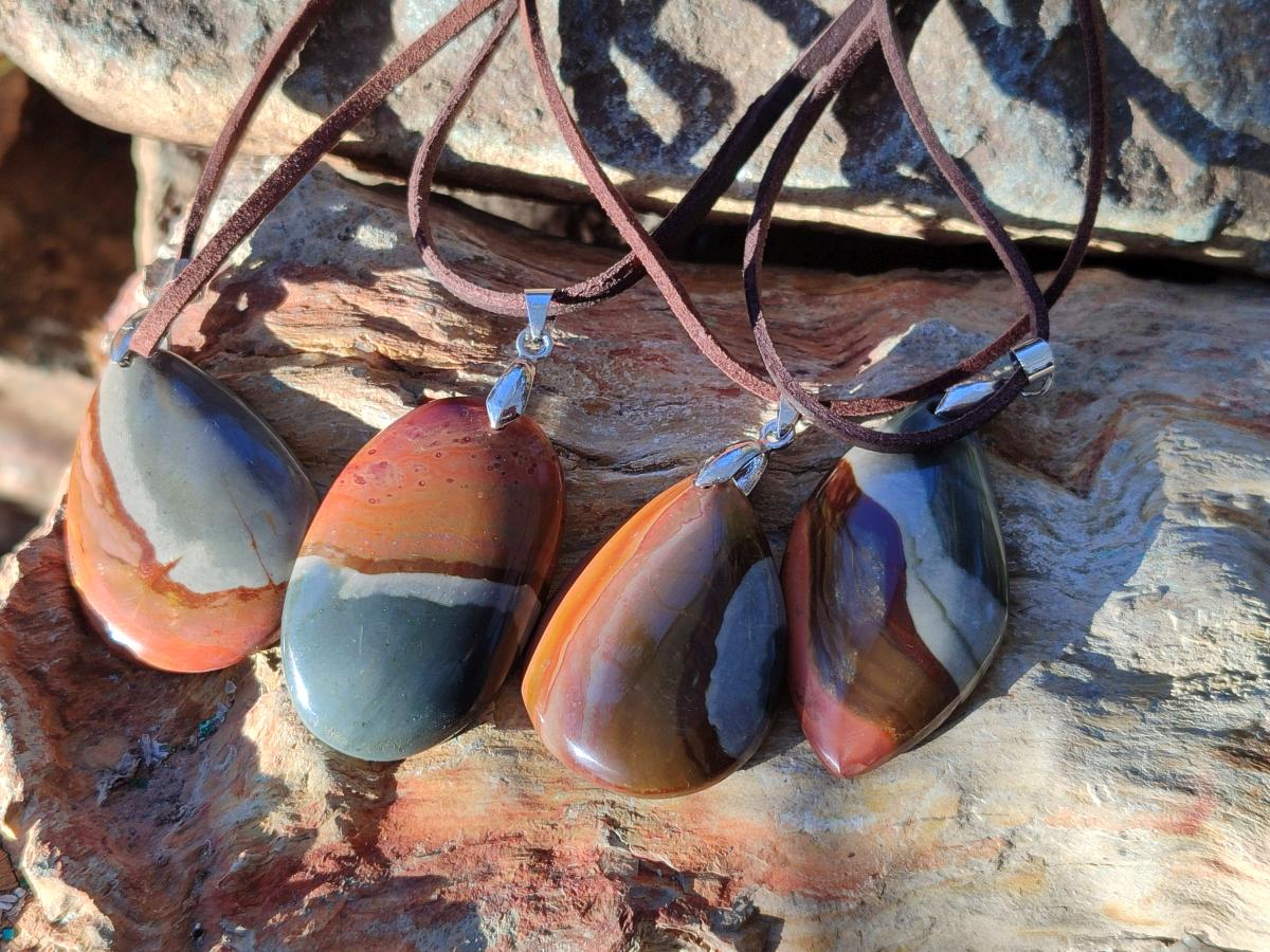 Hand Made Polychrome Jasper Necklaces x 12 From Androka, Madagascar