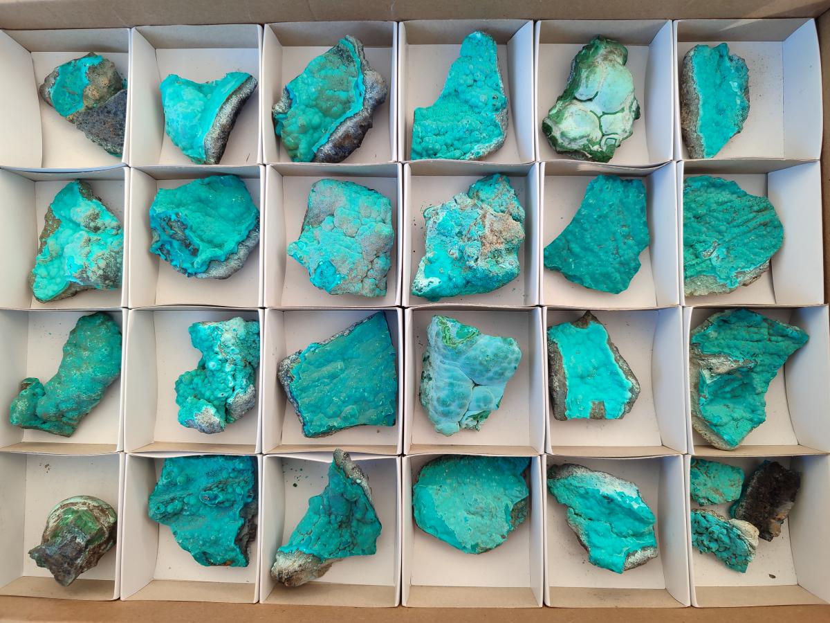 Natural Botryoidal Chrysocolla Specimens x 27 From Kulukuluku, Congo