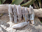 Natural Drusy Quartz Coated Spearhead Calcite Crystals x 12 From Albert's Mountain, Lesotho