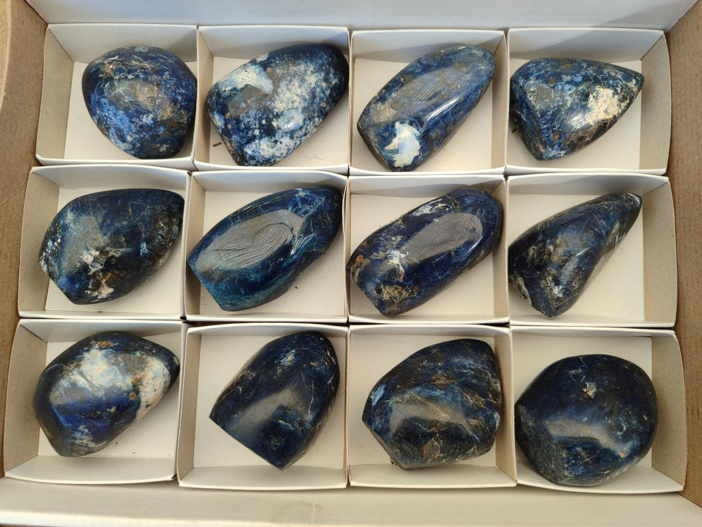 Polished Dumortierite Standing Display Pieces x 12 From Madagascar