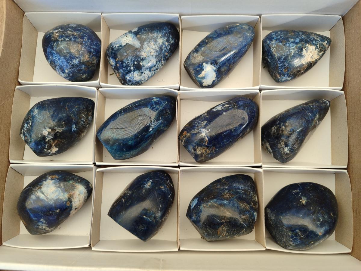 Polished Dumortierite Standing Display Pieces x 12 From Madagascar
