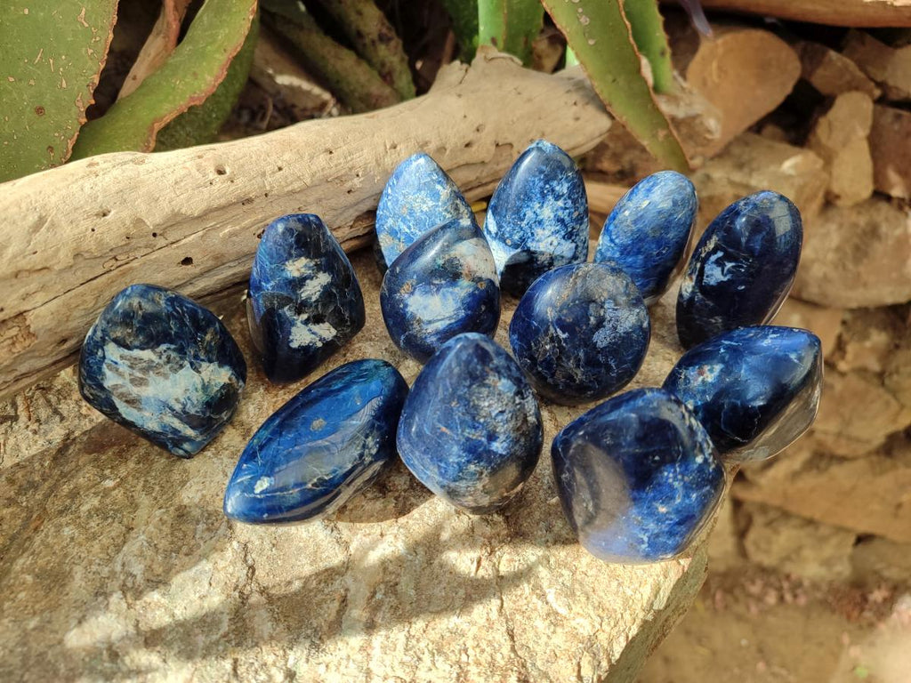 Polished Dumortierite Standing Display Pieces x 12 From Madagascar