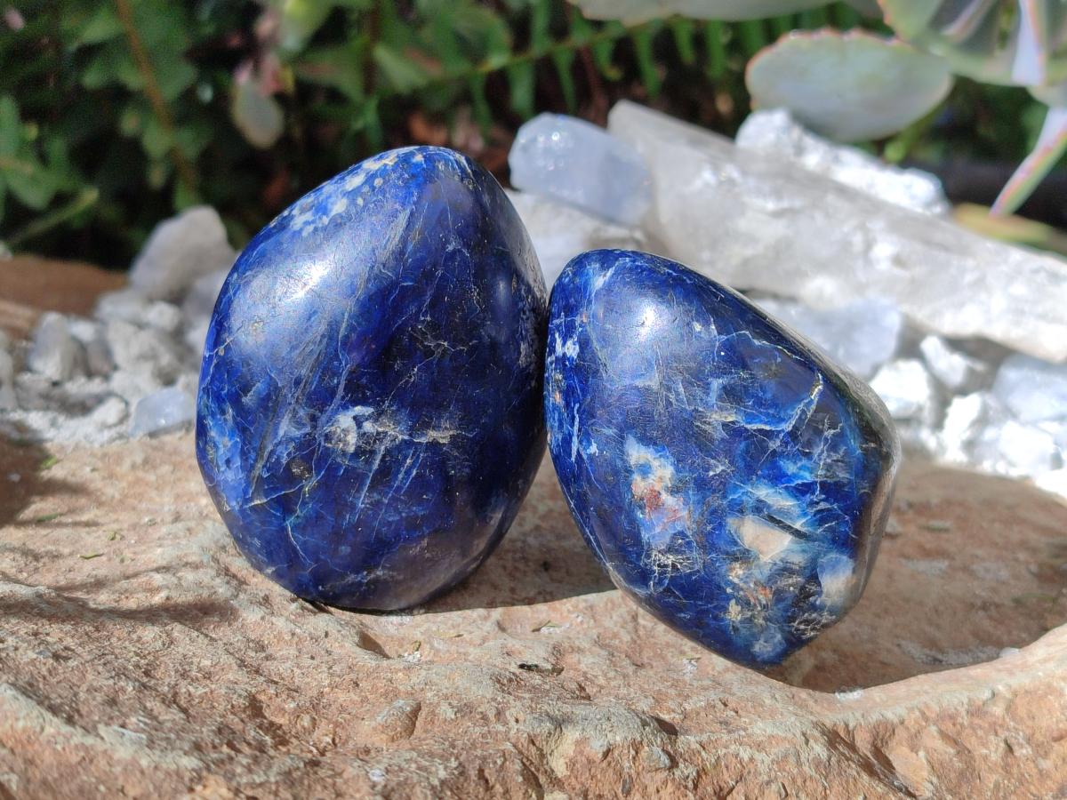 Polished Dumortierite Standing Display Pieces x 12 From Madagascar