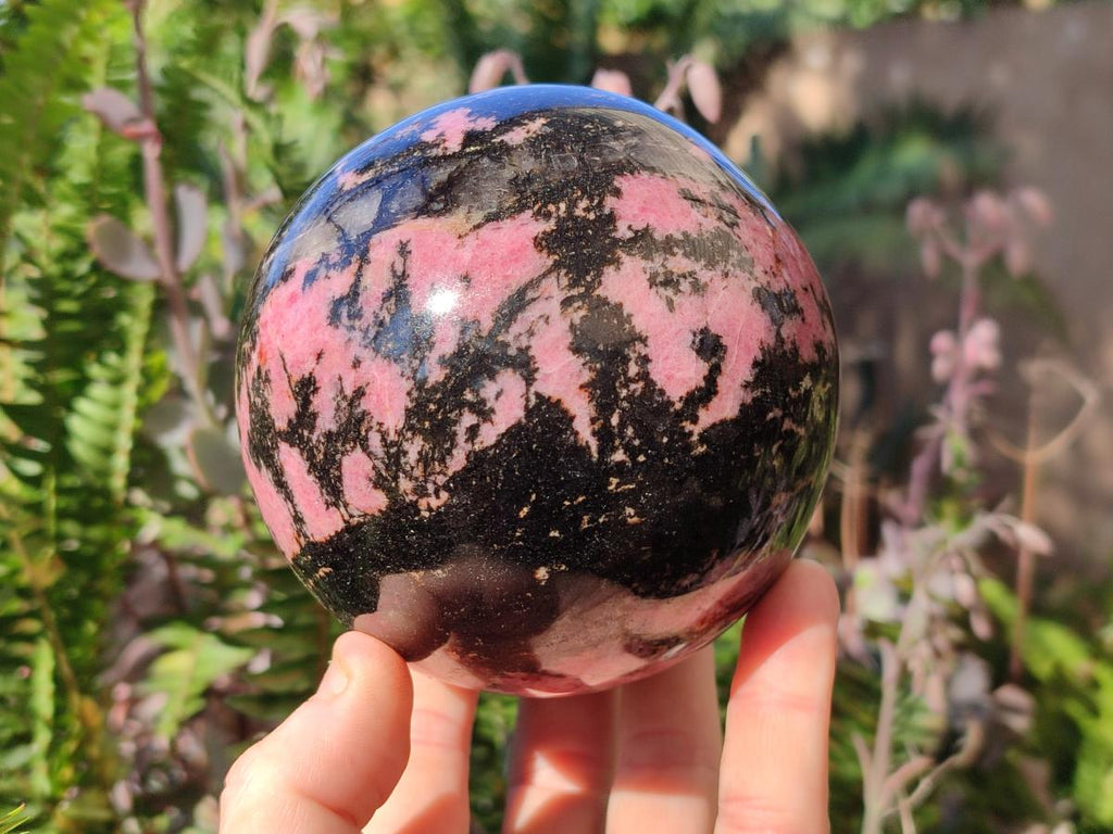 Polished Large Rhodonite Gemstone Sphere x 1 From Ambindavato, Madagascar - Toprock Gemstones and Minerals 