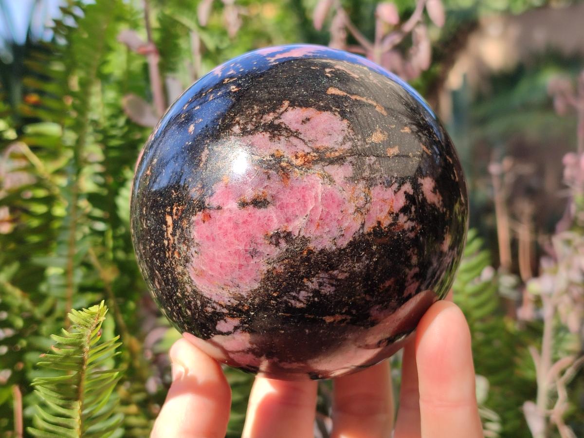Polished Large Rhodonite Gemstone Sphere x 1 From Ambindavato, Madagascar - Toprock Gemstones and Minerals 