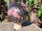 Polished Large Rhodonite Gemstone Sphere x 1 From Ambindavato, Madagascar - Toprock Gemstones and Minerals 