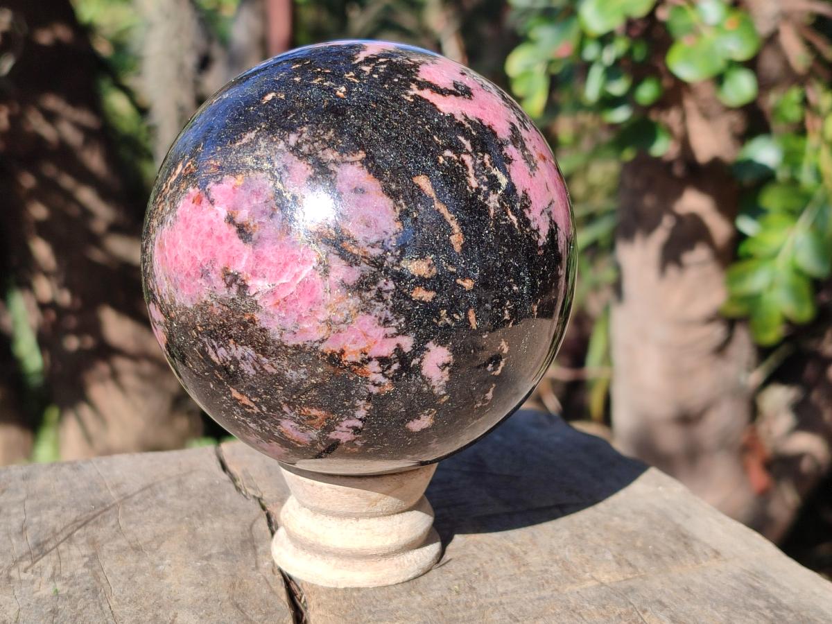 Polished Large Rhodonite Gemstone Sphere x 1 From Ambindavato, Madagascar - Toprock Gemstones and Minerals 