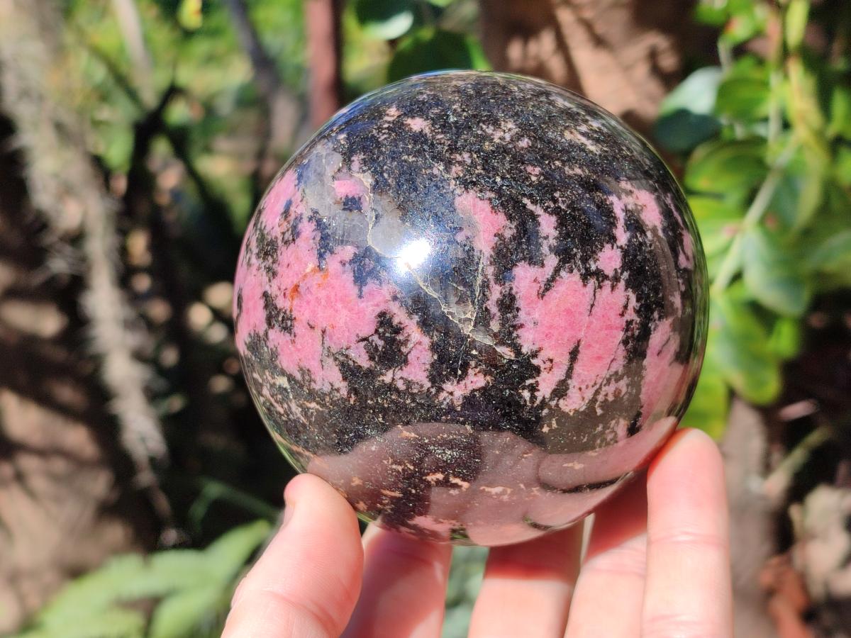 Polished Large Rhodonite Gemstone Sphere x 1 From Ambindavato, Madagascar - Toprock Gemstones and Minerals 