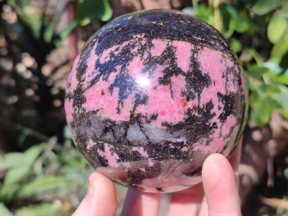 Polished Large Rhodonite Gemstone Sphere x 1 From Ambindavato, Madagascar - Toprock Gemstones and Minerals 