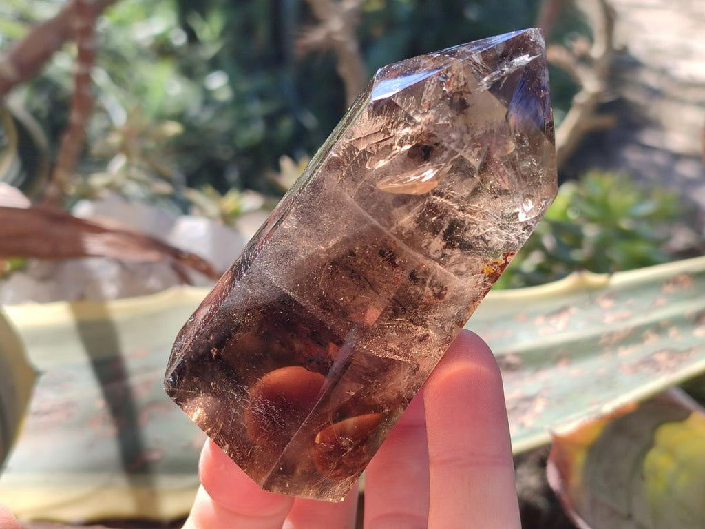 Polished Smokey and Clear Window Quartz Display Crystals x 6 From Madagascar