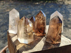 Polished Smokey and Clear Window Quartz Display Crystals x 6 From Madagascar