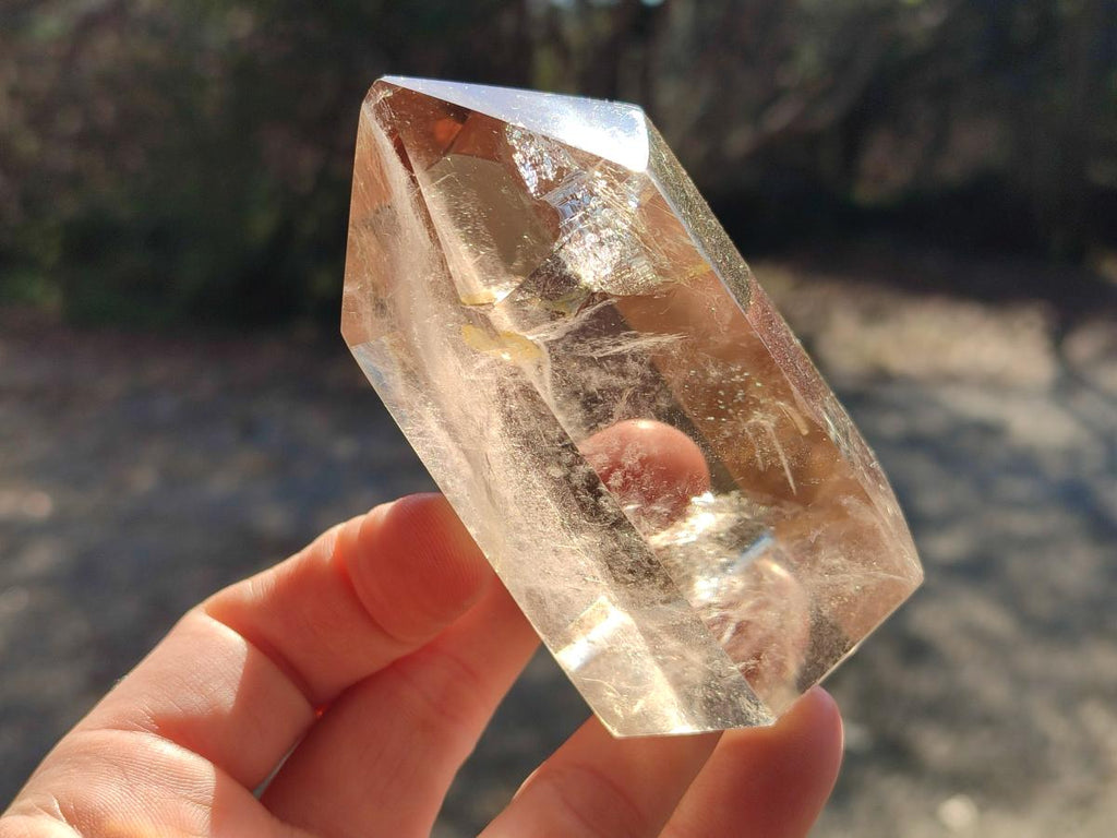 Polished Smokey and Clear Window Quartz Display Crystals x 6 From Madagascar