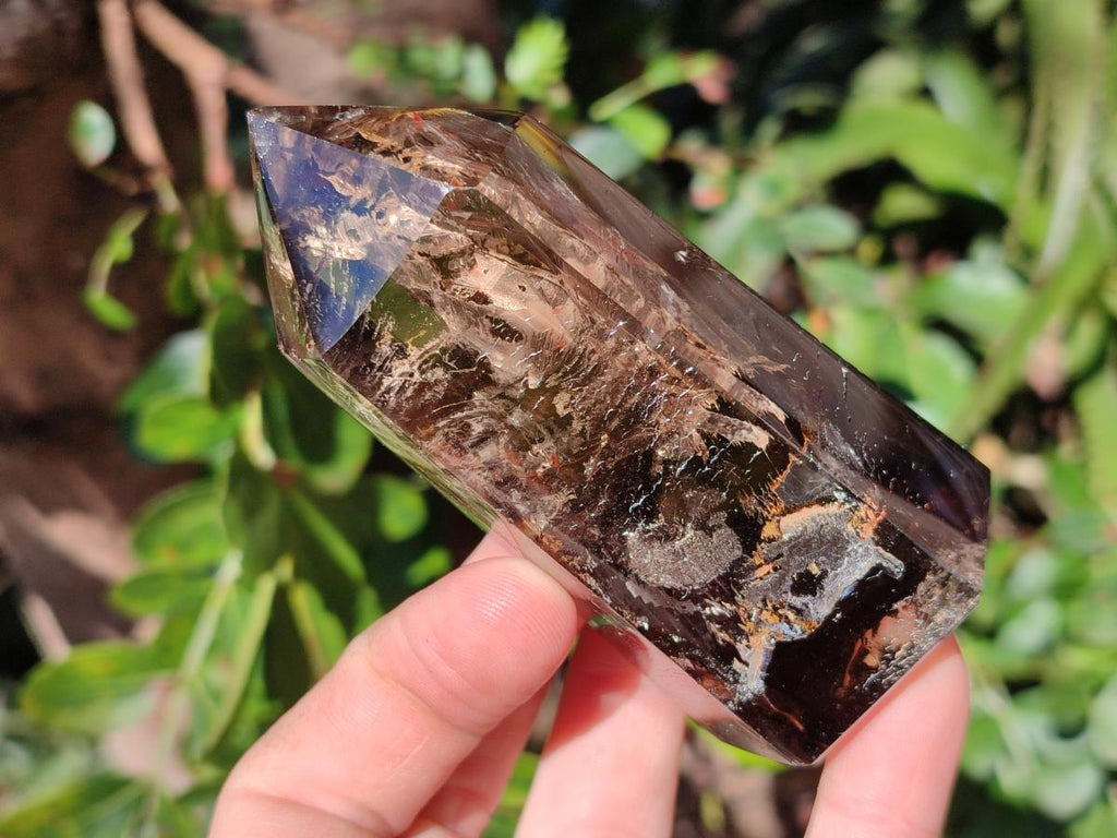 Polished Smokey and Clear Window Quartz Display Crystals x 6 From Madagascar