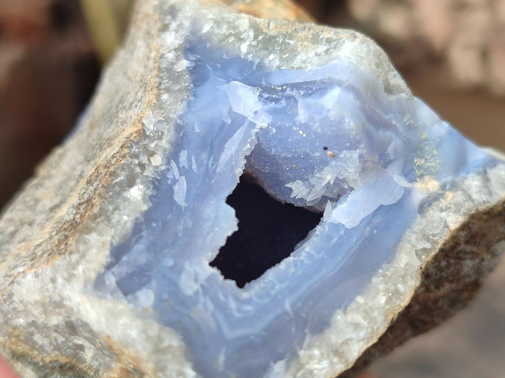 Natural Blue Lace Agate Geode Specimens x 24 From Nsanje, Malawi