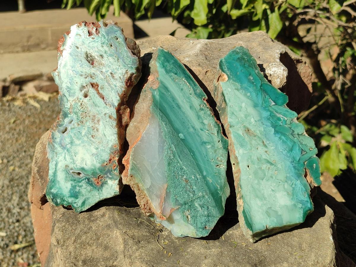 Polished One Side Great Dyke Mtorolite Chrysoprase Plates x 6 From Great Dyke Mountain Range, Zimbabwe - Toprock Gemstones and Minerals 