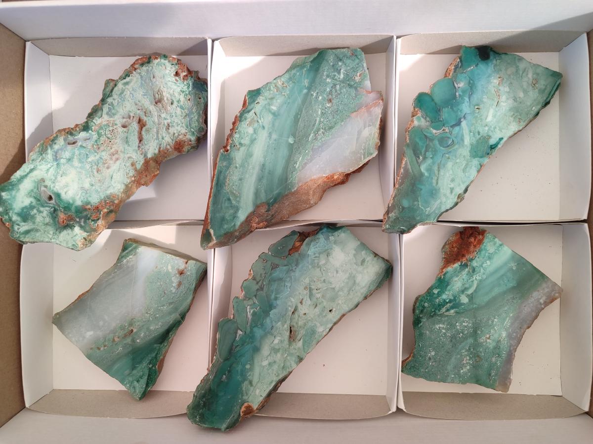 Polished One Side Great Dyke Mtorolite Chrysoprase Plates x 6 From Great Dyke Mountain Range, Zimbabwe - Toprock Gemstones and Minerals 