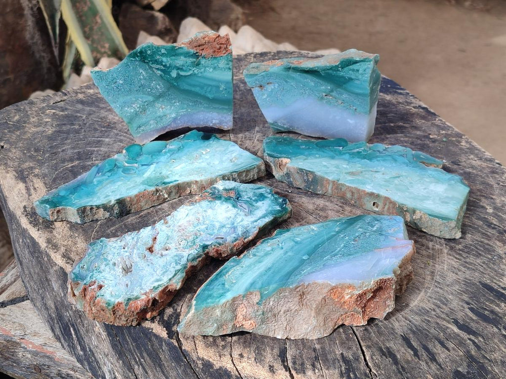 Polished One Side Great Dyke Mtorolite Chrysoprase Plates x 6 From Great Dyke Mountain Range, Zimbabwe - Toprock Gemstones and Minerals 