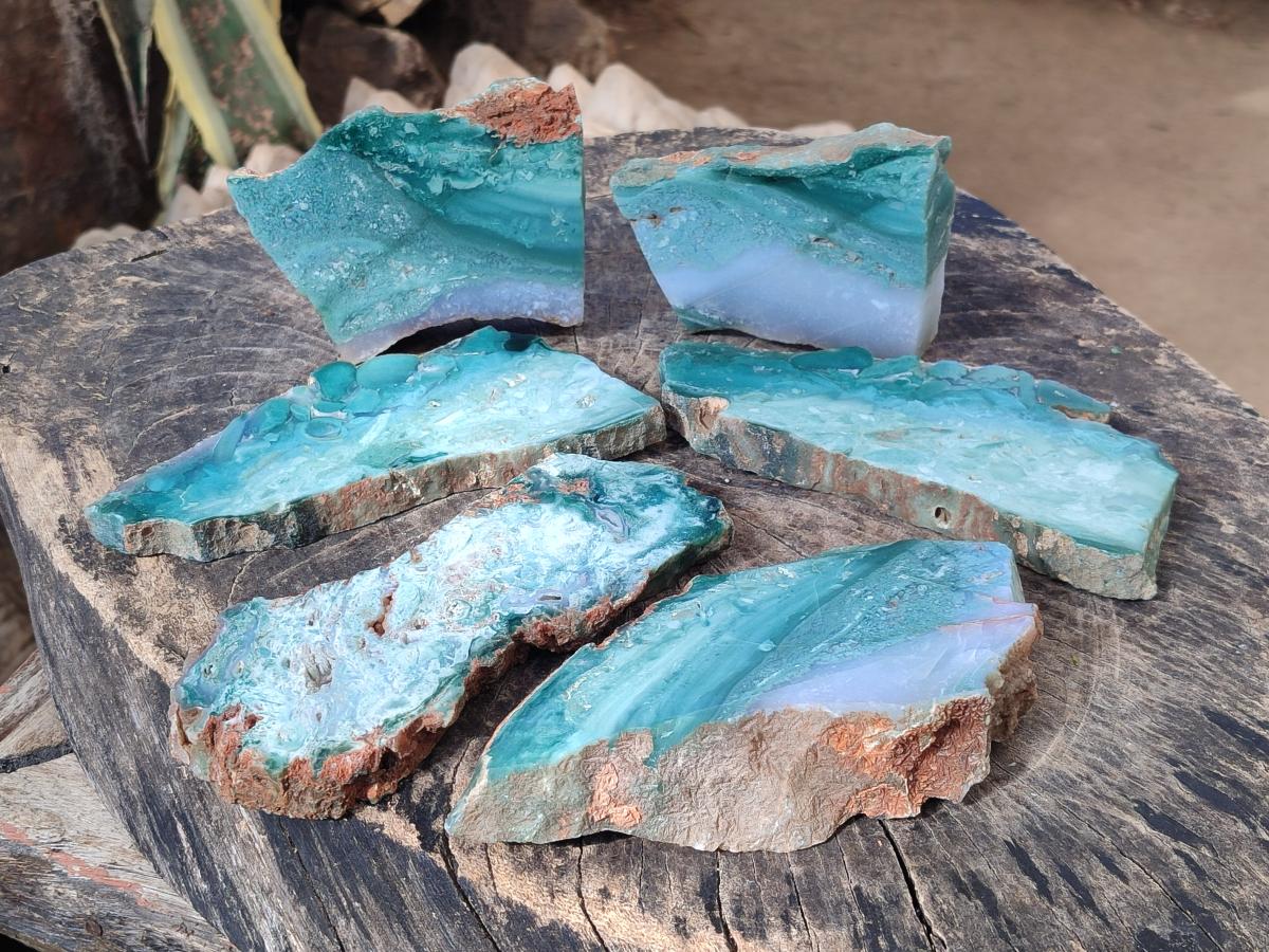 Polished One Side Great Dyke Mtorolite Chrysoprase Plates x 6 From Great Dyke Mountain Range, Zimbabwe - Toprock Gemstones and Minerals 