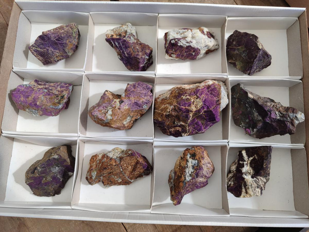 Natural Metallic Cobbed Purpurite Specimens x 12 From Erongo, Namibia