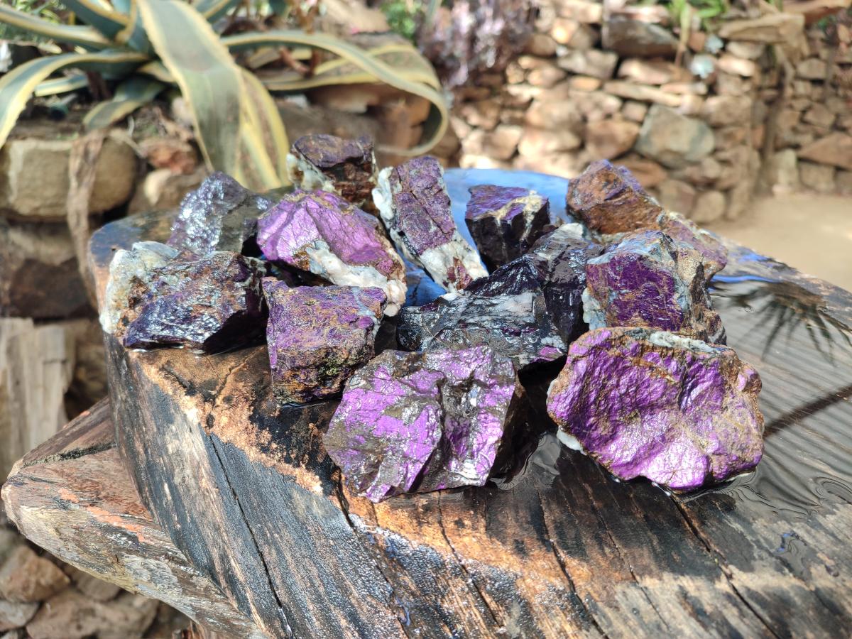 Natural Metallic Cobbed Purpurite Specimens x 12 From Erongo, Namibia