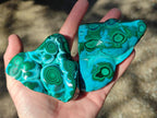 Polished and Natural Malacolla Free Forms x 3 From Kulukuluku, Congo