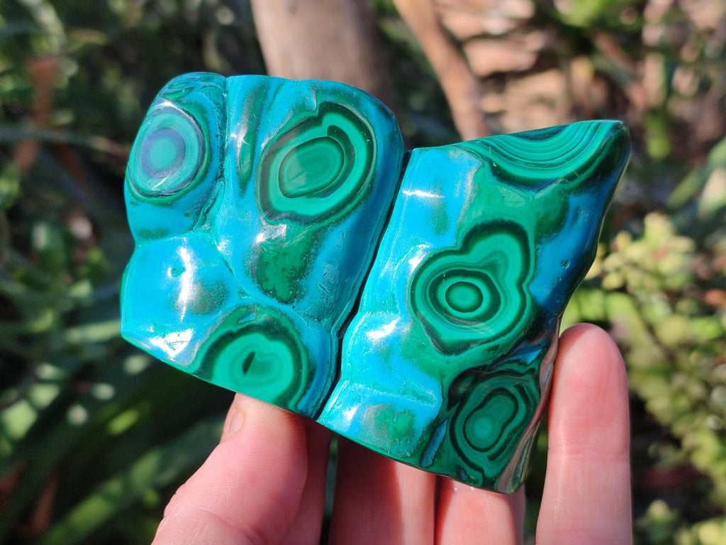 Polished and Natural Malacolla Free Forms x 3 From Kulukuluku, Congo