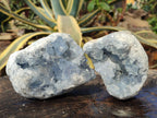 Natural Blue Celestite Specimens x 2 From Sakoany, Madagascar