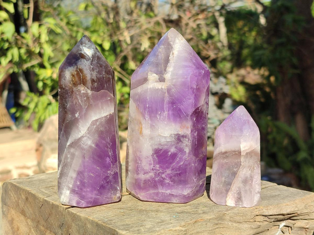 Polished Chevron Amethyst Display Crystals x 3 From Madagascar