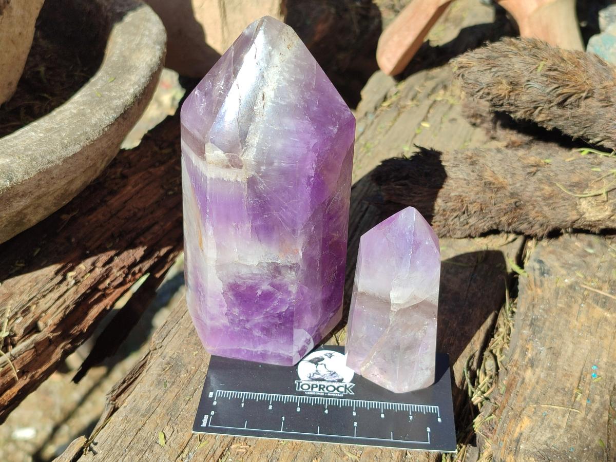 Polished Chevron Amethyst Display Crystals x 3 From Madagascar