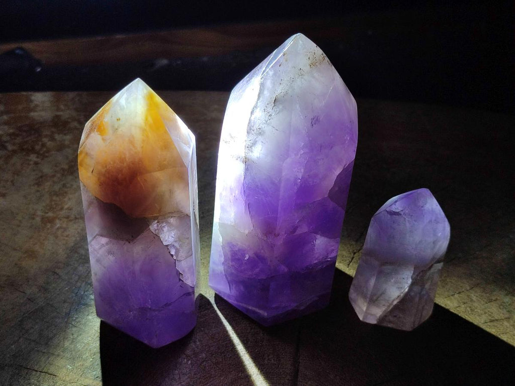 Polished Chevron Amethyst Display Crystals x 3 From Madagascar