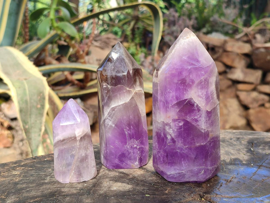 Polished Chevron Amethyst Display Crystals x 3 From Madagascar