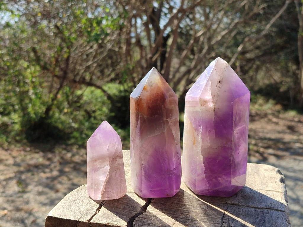 Polished Chevron Amethyst Display Crystals x 3 From Madagascar