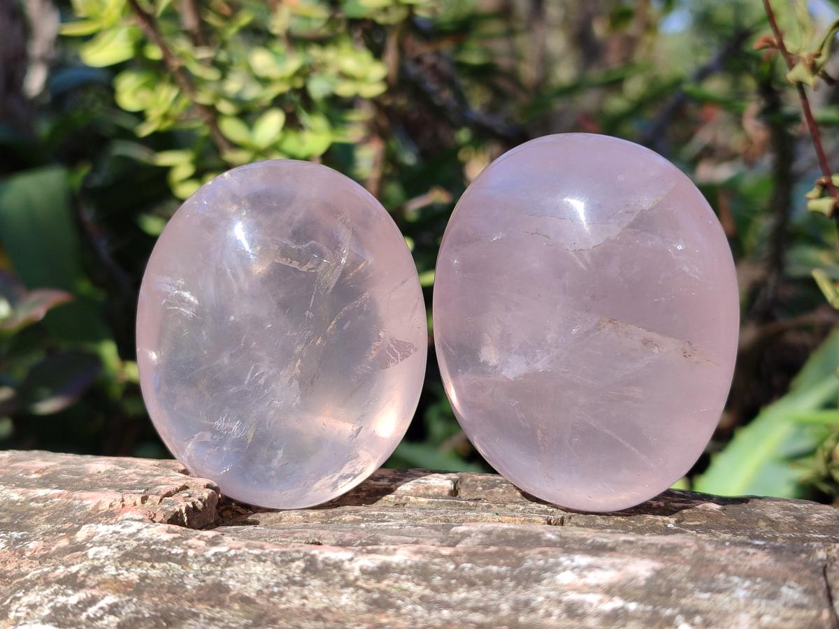 Polished Gemmy Rose Quartz Palm Stones x 20 From Madagascar