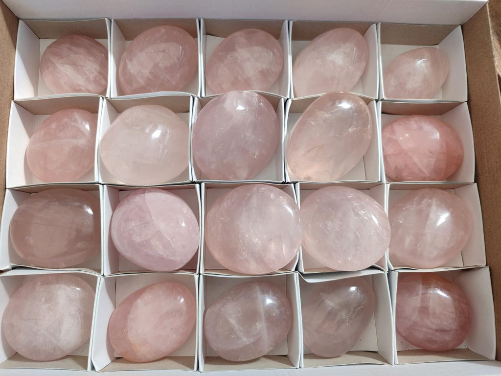 Polished Gemmy Rose Quartz Palm Stones x 20 From Madagascar