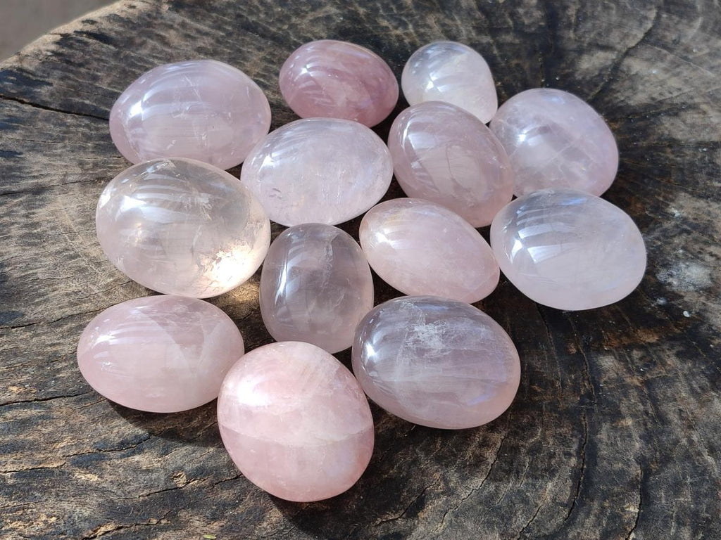Polished Gemmy Rose Quartz Palm Stones x 20 From Madagascar